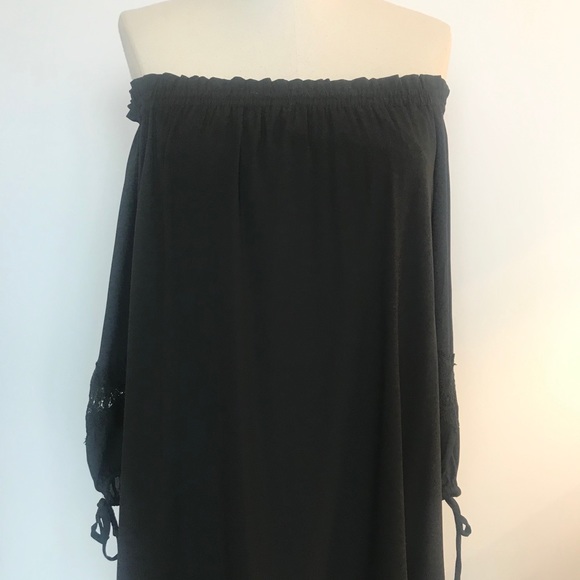 LOFT NWT off the shoulder black lace dress size xs - Picture 3 of 5